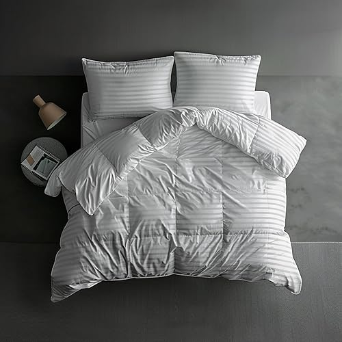 Miniatura 2 de Lujoso edredón de plumón esponjoso blanco de 5 estrellas, tamaño Queen, relleno de edredón cálido para todas las estaciones, potencia de relleno de