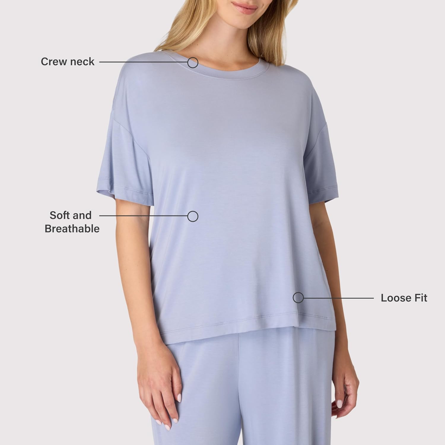 Bali Womens Sleepwear T-Shirt, Breathe Short-Sleeve Pajama Tee, Boxy Sleepwear Tee for Women - Image 4
