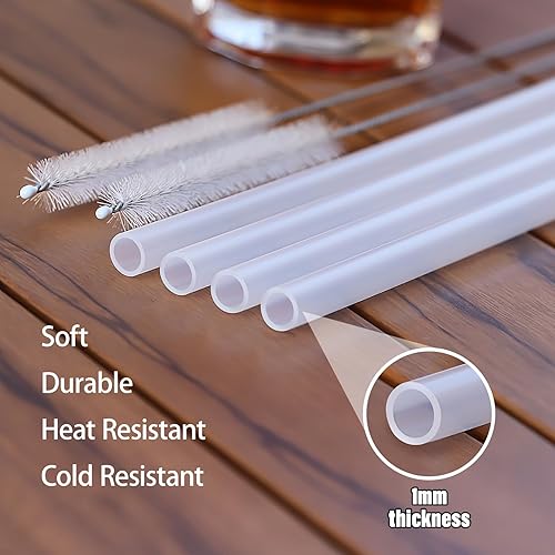 Miniatura 7 de ZARZAVT Paquete de 4 popotes de repuesto compatibles con Hydro Flask botella de agua de boca ancha con 2 cepillos, popotes transparentes de plástico