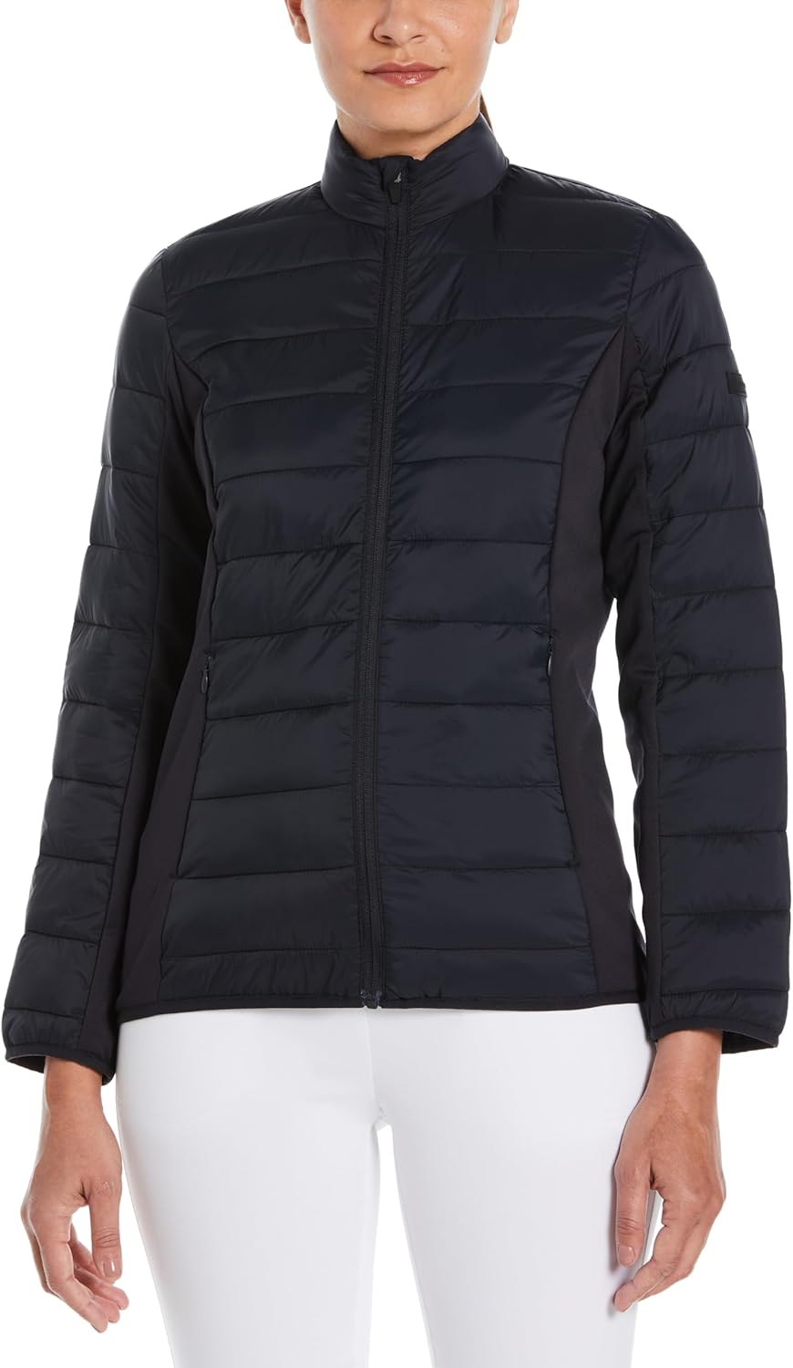Perry Ellis Women's Sleeve Faux Down Full Zipper