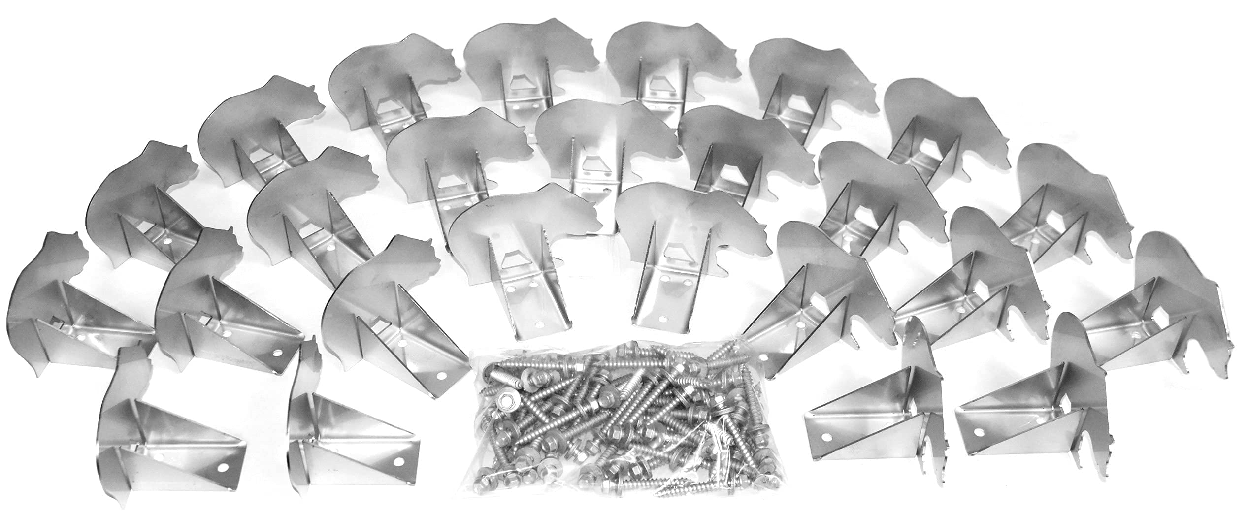 Kodiak Bear Stainless Steel Ornamental Metal Roof Snow Guards (25 Pieces with Pads and Screws)