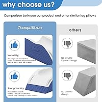 Vista 5 de Almohadas de elevación TranquilRelax para piernas después de cirugía, almohada de cuña de espuma viscoelástica ajustable para lesiones o descanso
