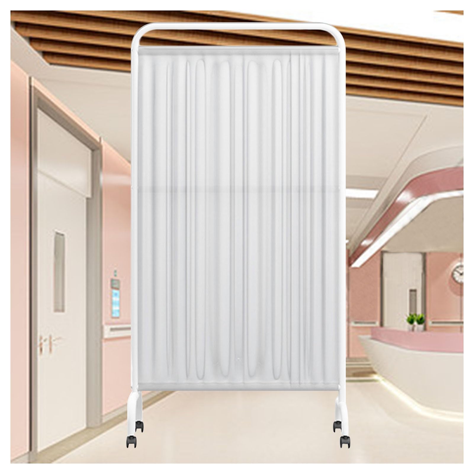 Paravent médical blanc 4 panneaux pour l'intimité en cabinet et bureau