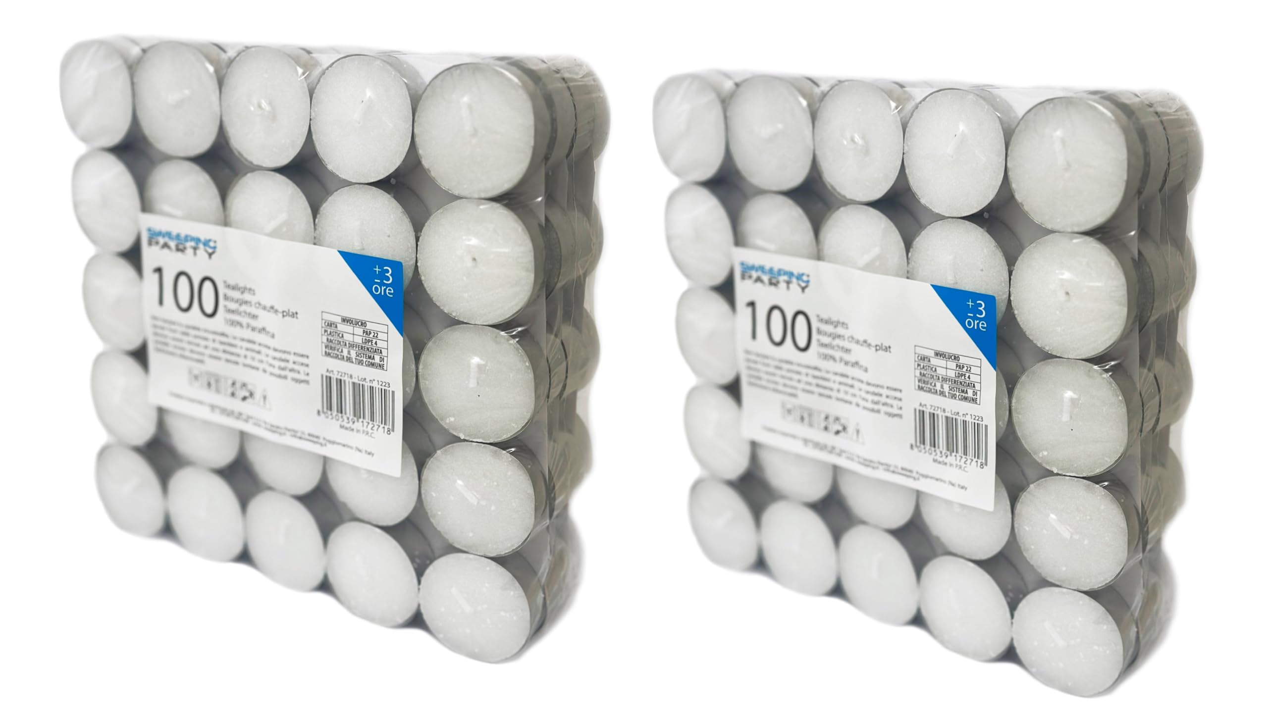 SWEEPING Tea light Candele Bianche - Set da 200 Candele tealight Durata 3 ore di Combustione - Lumini Bianchi