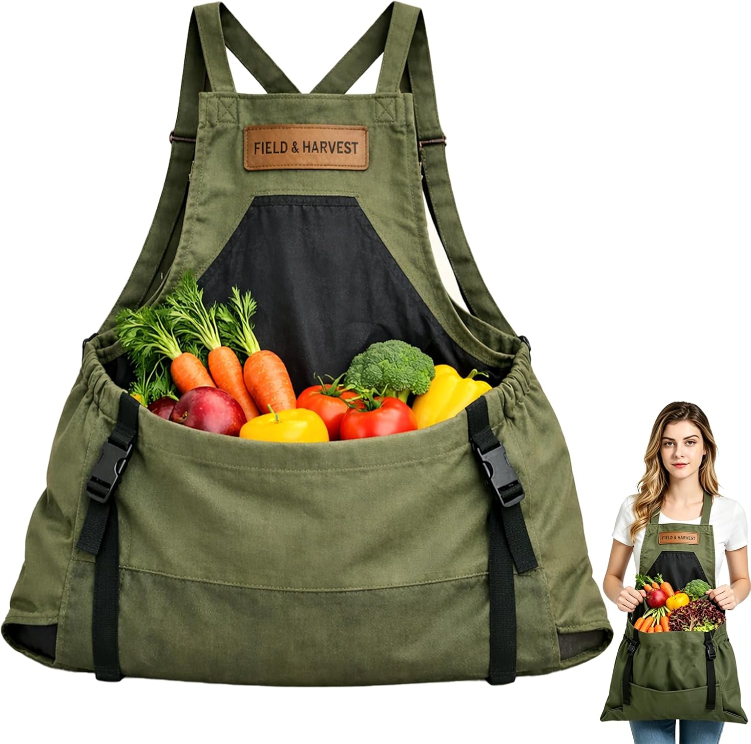 Field and Harvest Gardening Apron, Effortless Harvesting, Fruit Picking Apron with Internal Bag For Women