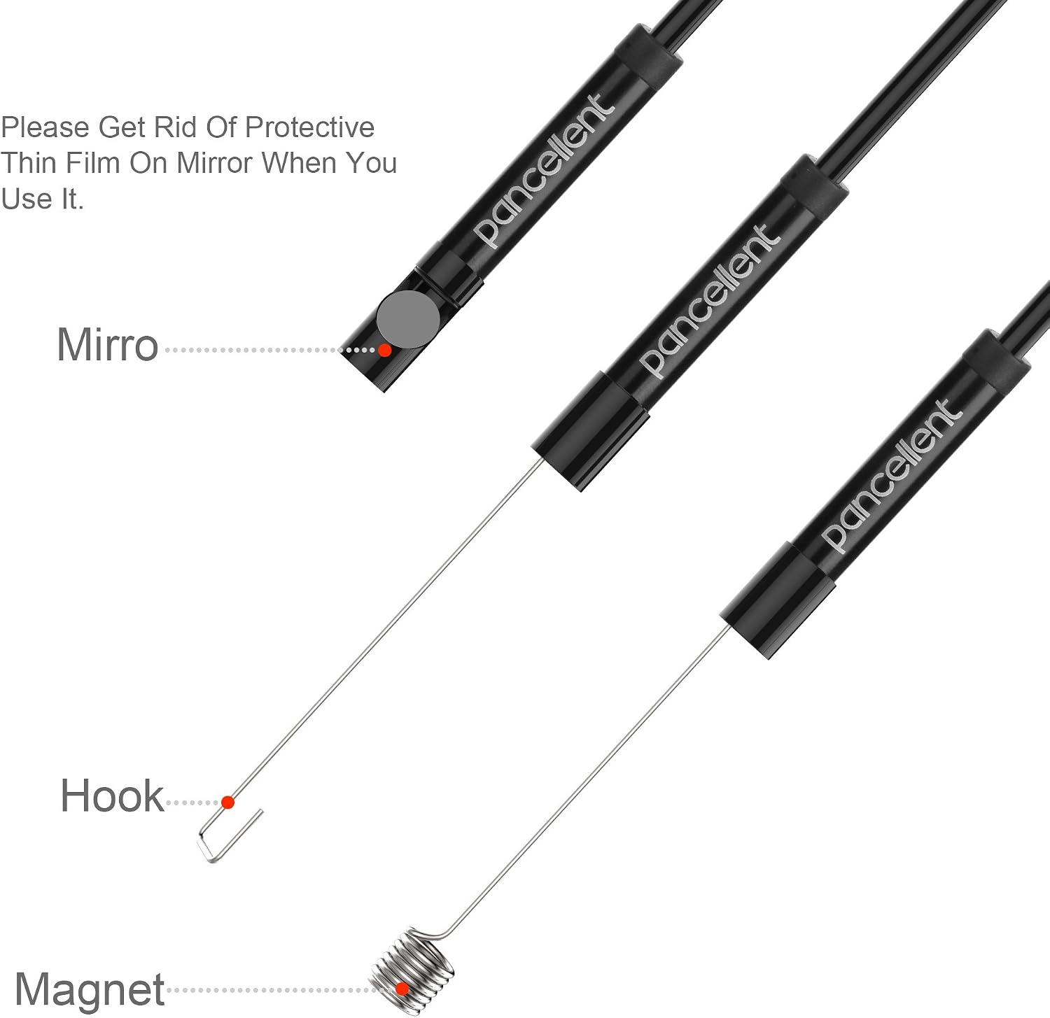 Android Endoscope Pancellent 2.0 Megapixels CMOS HD 2 in 1 Waterproof Borescope Inspection Camera Rigid Snake Cable (5 Metes) for Smartphone Tablet Device (Upgraded Level)