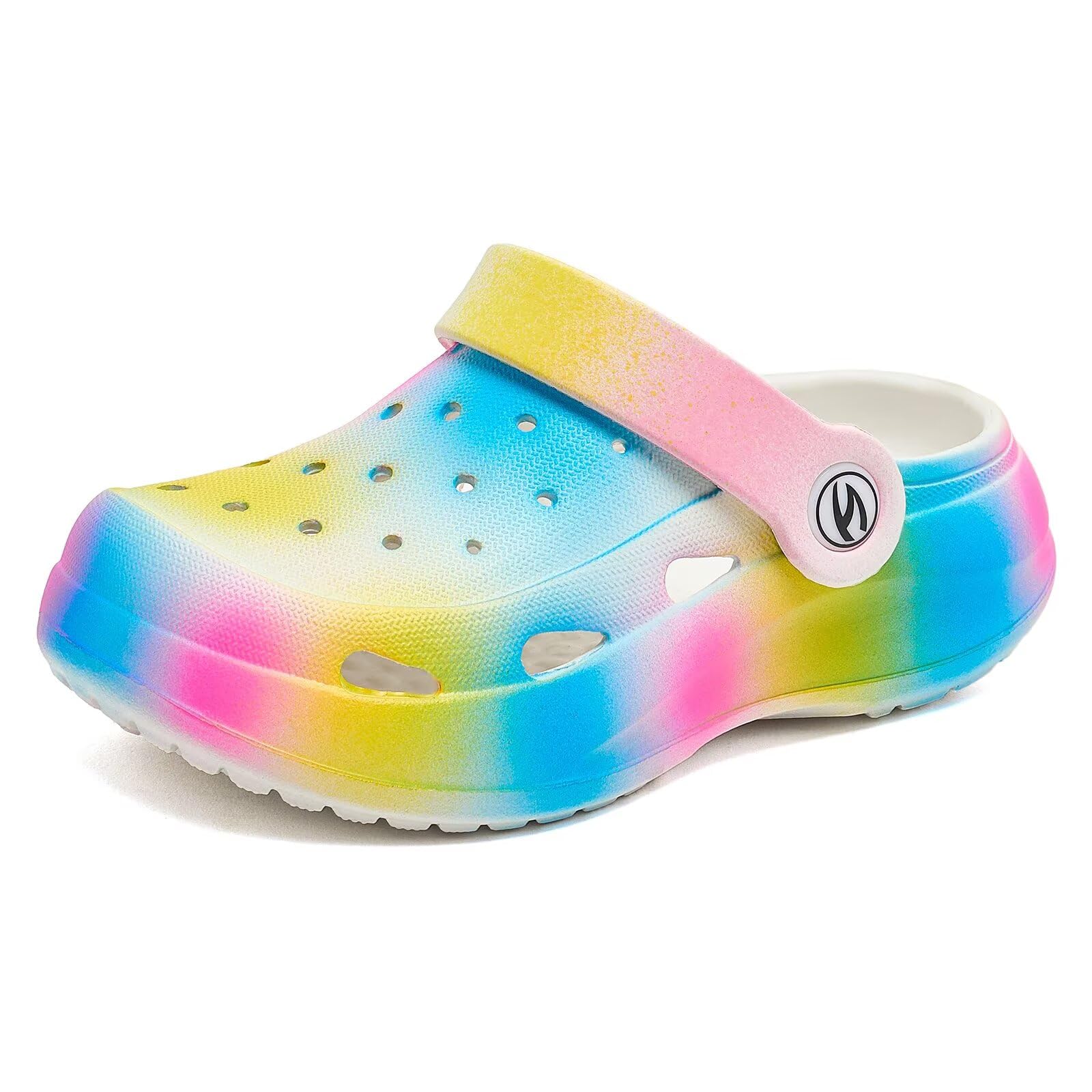 WOUEOI Toddler Garden Shoes Boys Girls Cartoon Slides Sandals Kids Clogs (A-Rainbow, 7 Toddler)