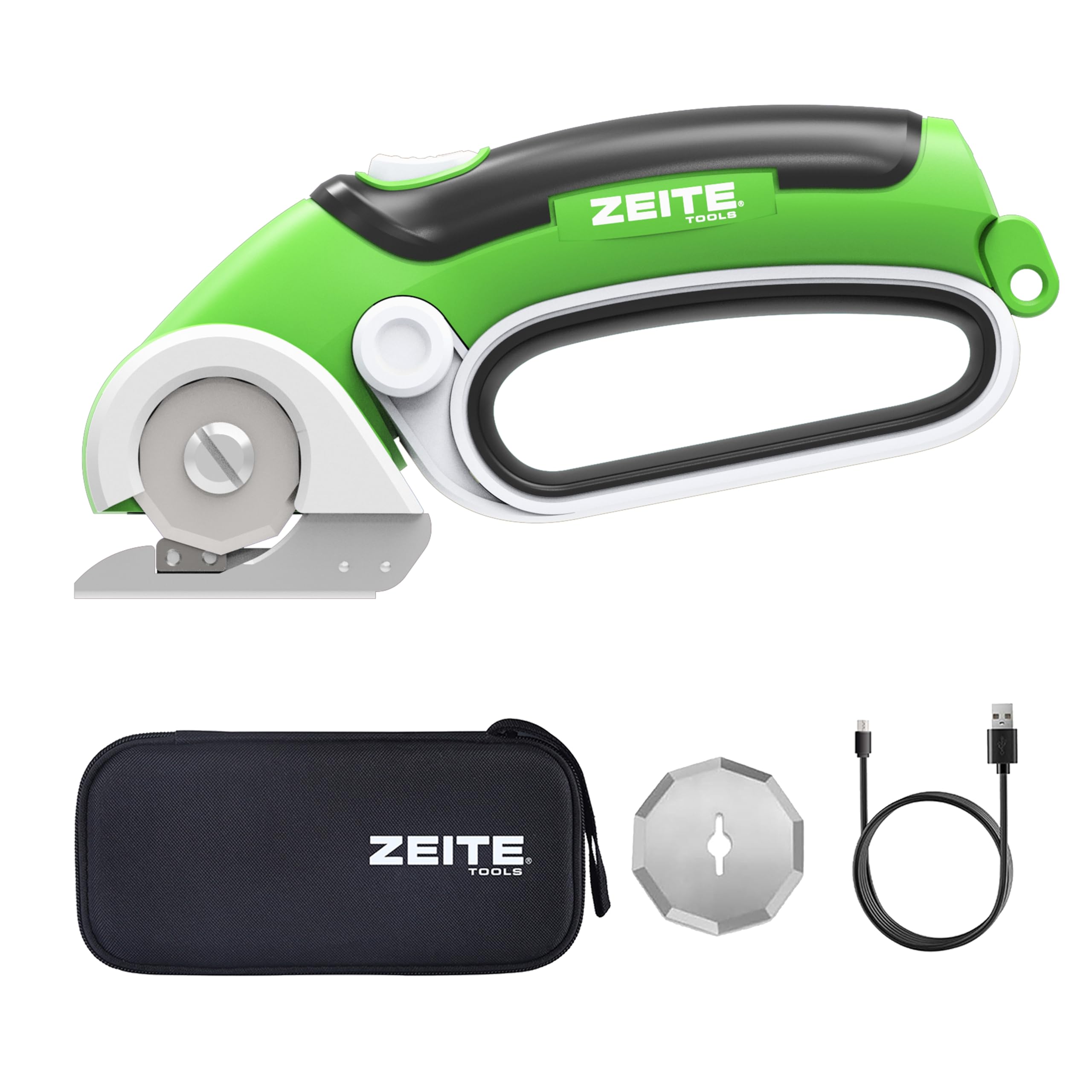 ZEITE 4V Cardboard Box Cutter,Cordless Electric Scissors,Max Cutting 1/4",Ideal for Cardboard,Thin Carpet &amp; Plastic Recycling,Easy to Hold and Safe,Green