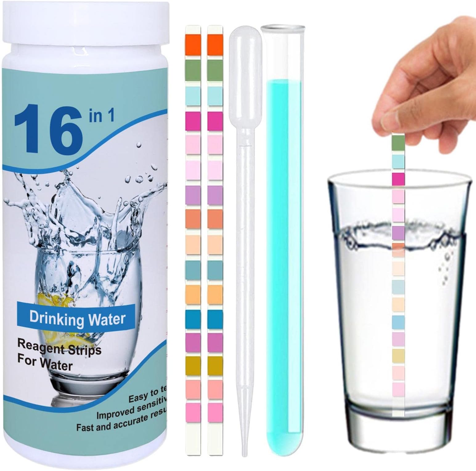 Home Water Test Kit | 16-In-1 Quality Strips 50 For Drinking Water/Tap Water/Spa Center/Well Water/Swimming