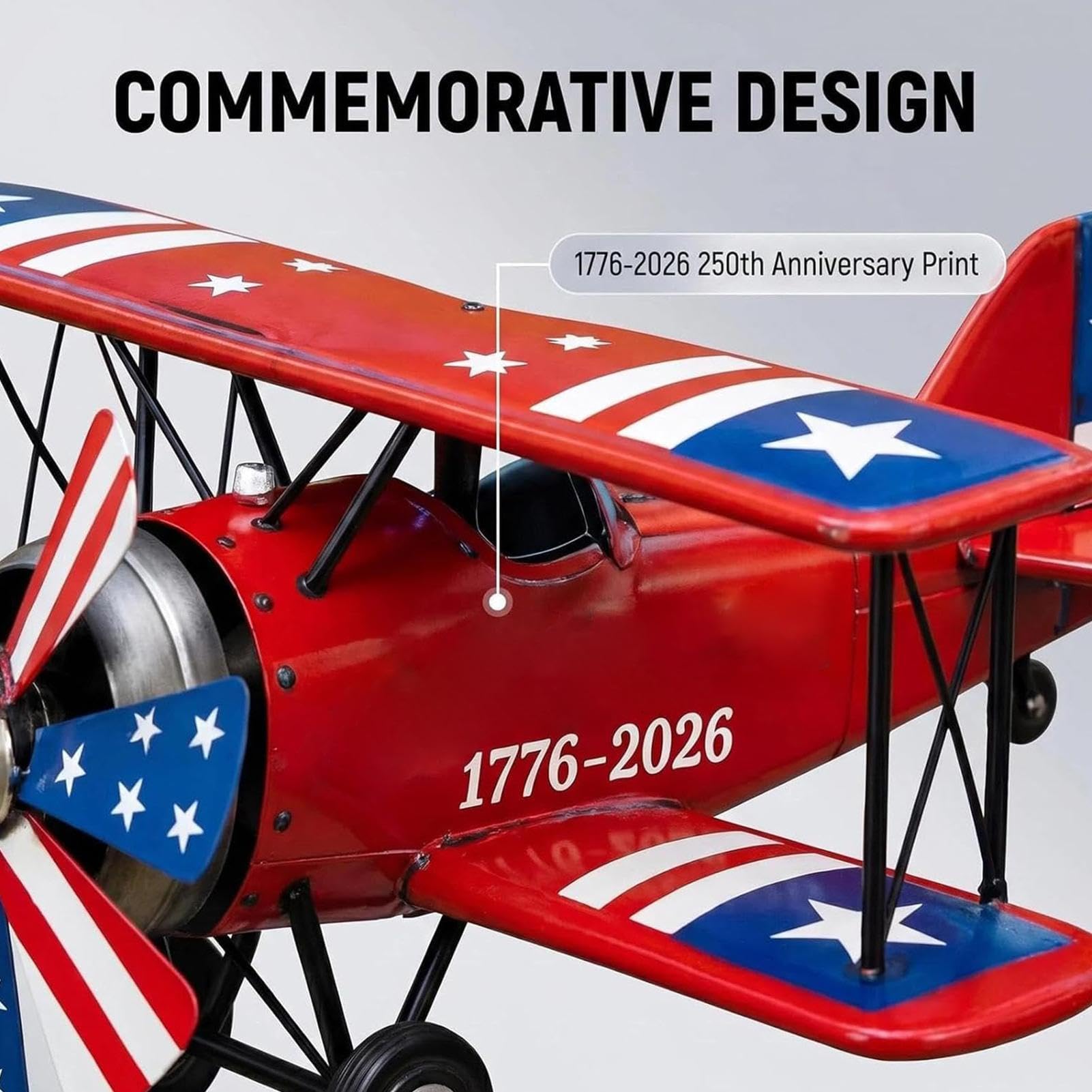 Airplane Yard Wind Spinner - 4th of July Biplane Pinwheel Garden Windmill | Patriotic Outdoor Lawn Decoration Rotating USA for Garden, Patio, Porch, Landscape Decor