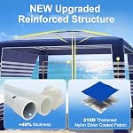 Beach Cabana Tent with Sun Shade - 8'×8' Large Beach Canopy Tent with Side Wall, 2 Cup Holder & Adjustable Height, Portable & Foldable Canopy for Camping/Patio/Parties/Garden/Backyard