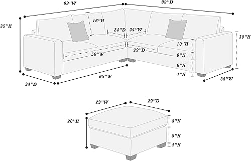 Vista 2 de Poundex F8890 Seccional, gris niebla