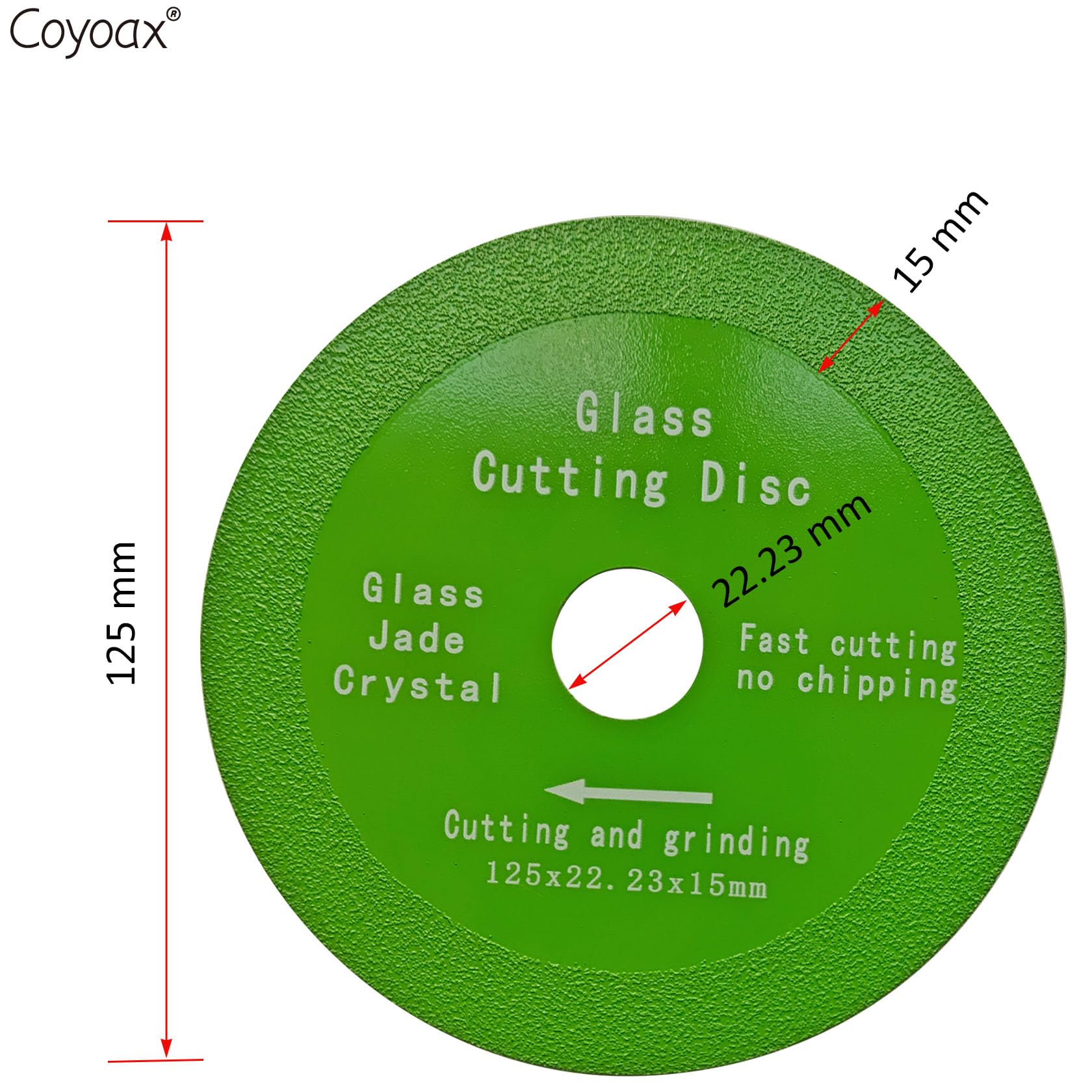 Set of 3 Glass Cutting Disc, Diamond Disc Diameter 125 x 22.23 mm Glass Cutting Discs Glass Cutting Disc for Glass Porcelain - Image 2