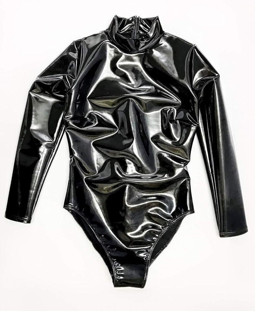 エナメルレオタード コスプレ衣装】長袖エナメルレオタード フルジップ式でセクシーな長身女子向け衣装 - その他