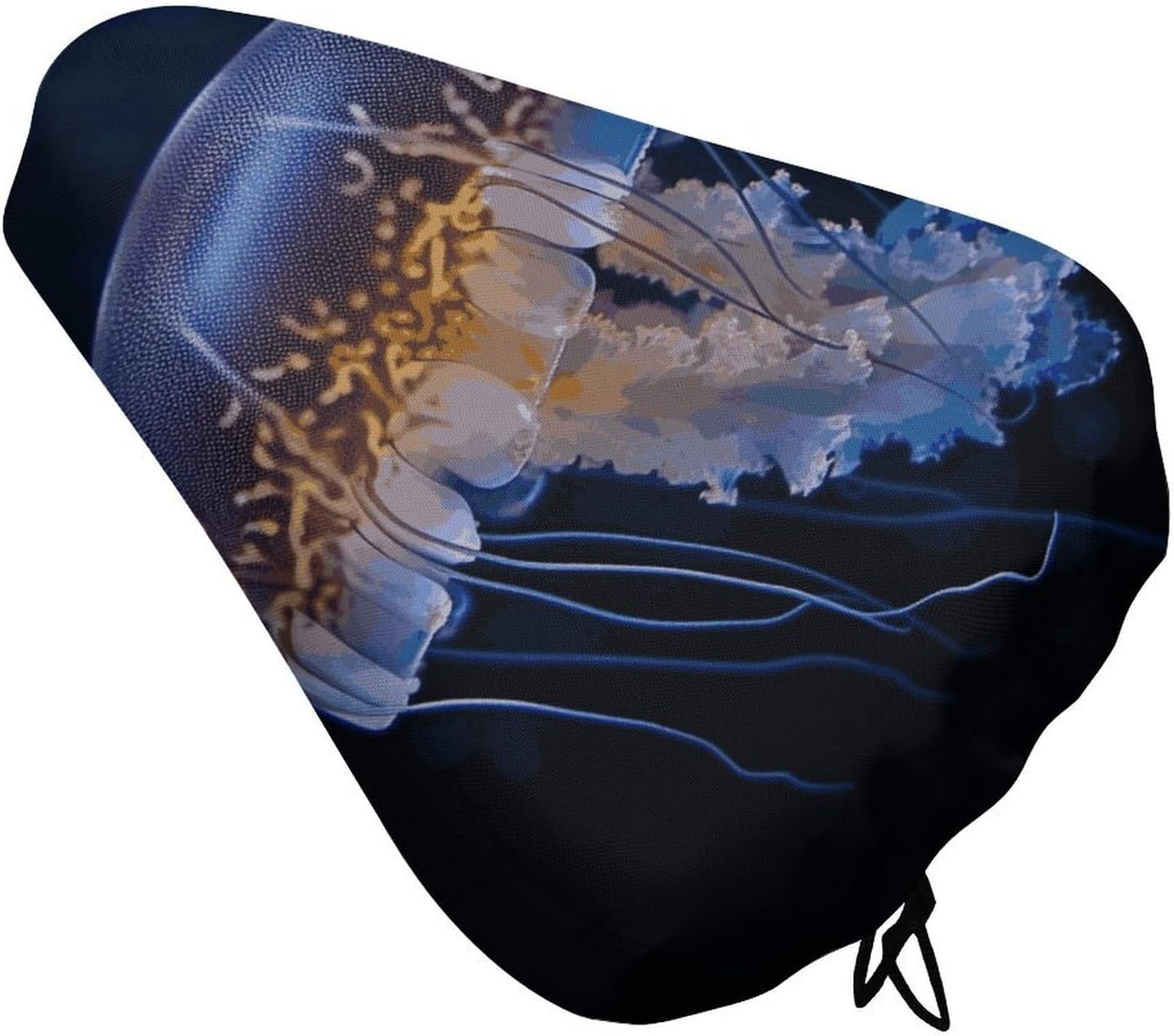 Jellyfish Waterproof Bike Seat Cushion with Drawstring for Women Men Soft Padded Bicycle Seat Cover for Comfort Wide Road Bike Saddles Universal Fit for Mountain Exercise