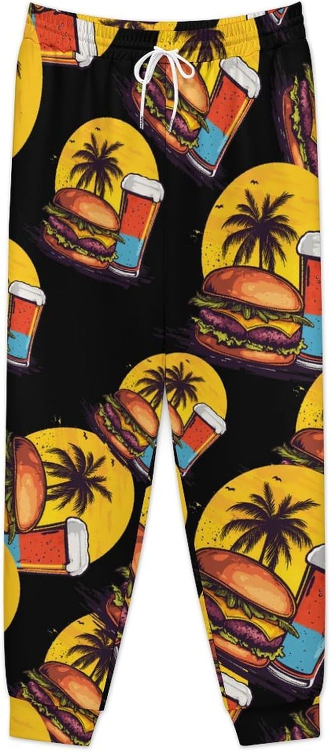 Burger And Beer Men's Pants Athletic Workout Sweatpants Jogger Casual Pant for Sports Home