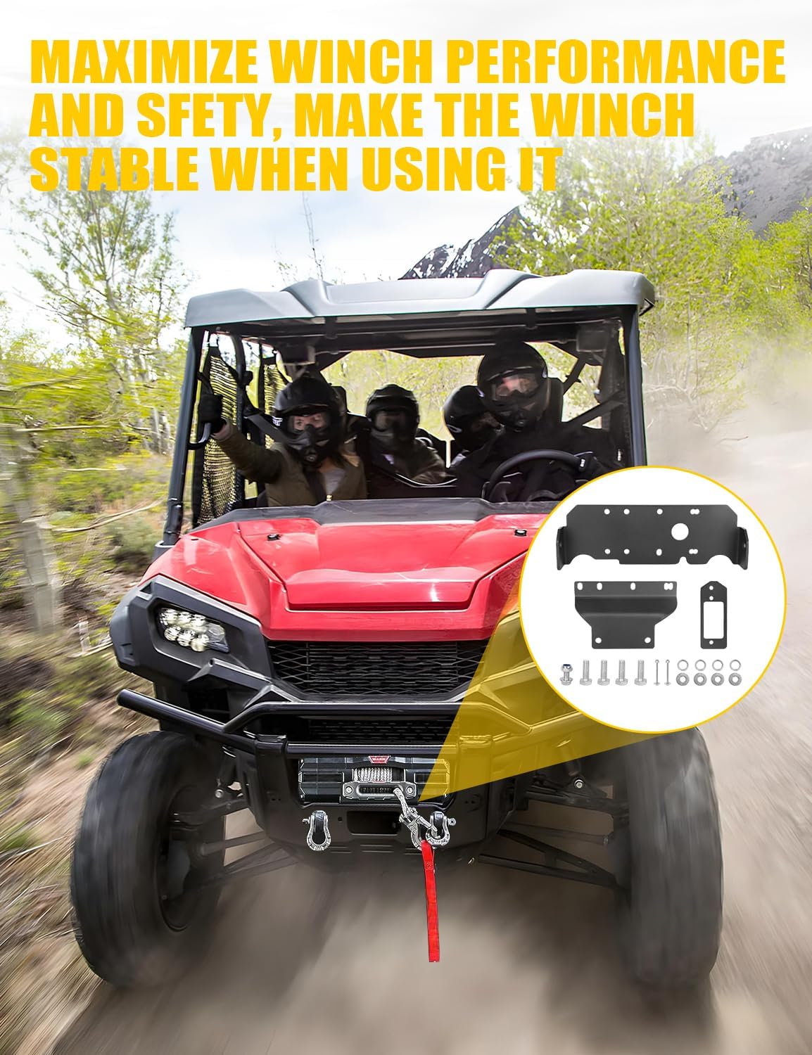 Front Bumper Winch Mount Plate Kit Compatible with 2016 2017 2018 2019 2020 2021 2022 Pioneer 1000 1000-5