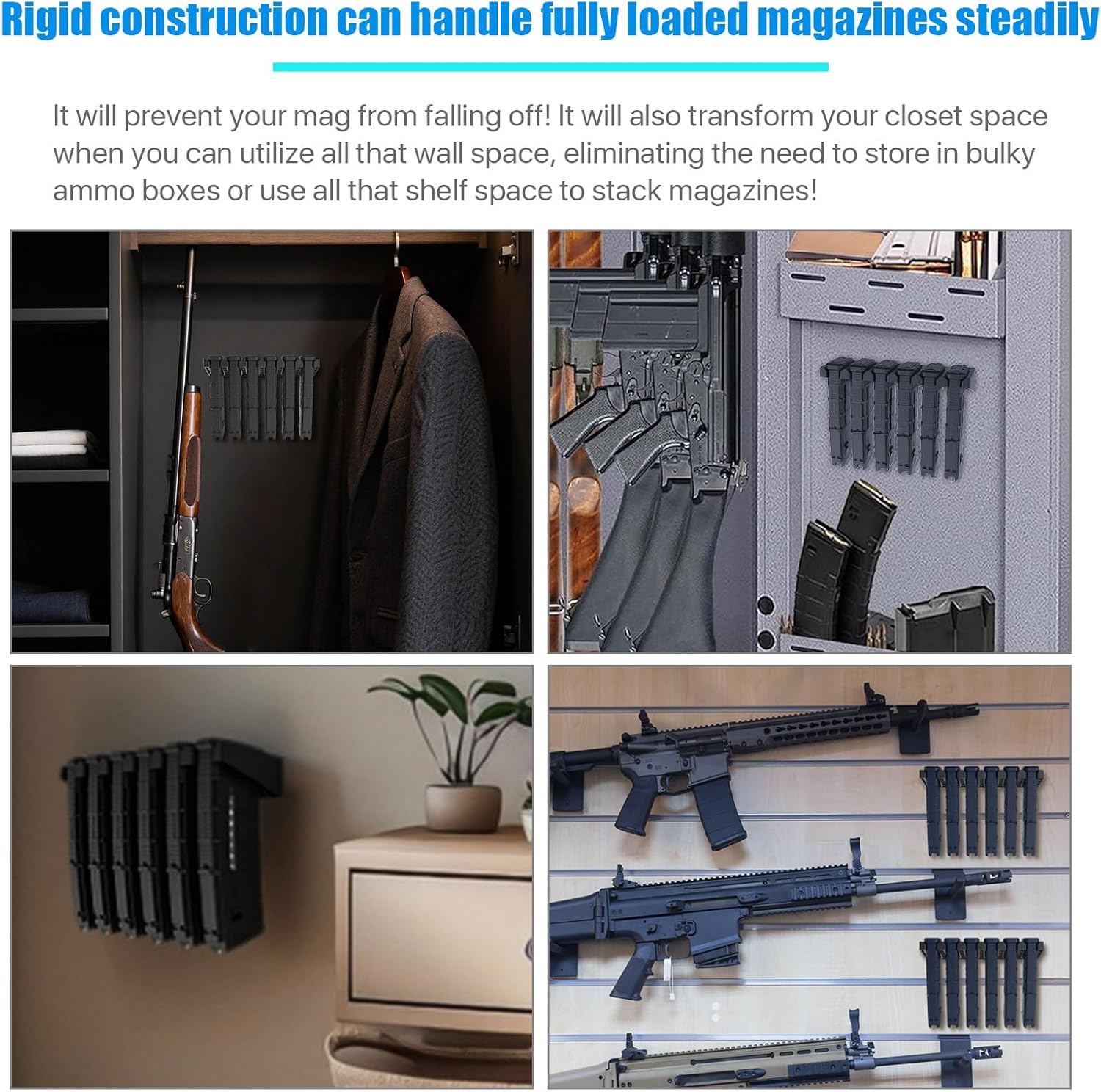 Solid ABS 6X Standard PMAG Wall Mount, Mag Holder, Home Magazine Storage Rack