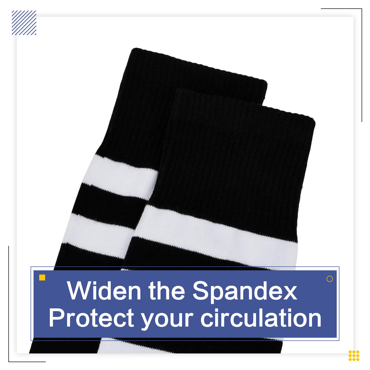 Kayhoma Extra Long Cotton Stripe Thigh High Socks Over the Knee High Plus Size Stockings…: Medium Black