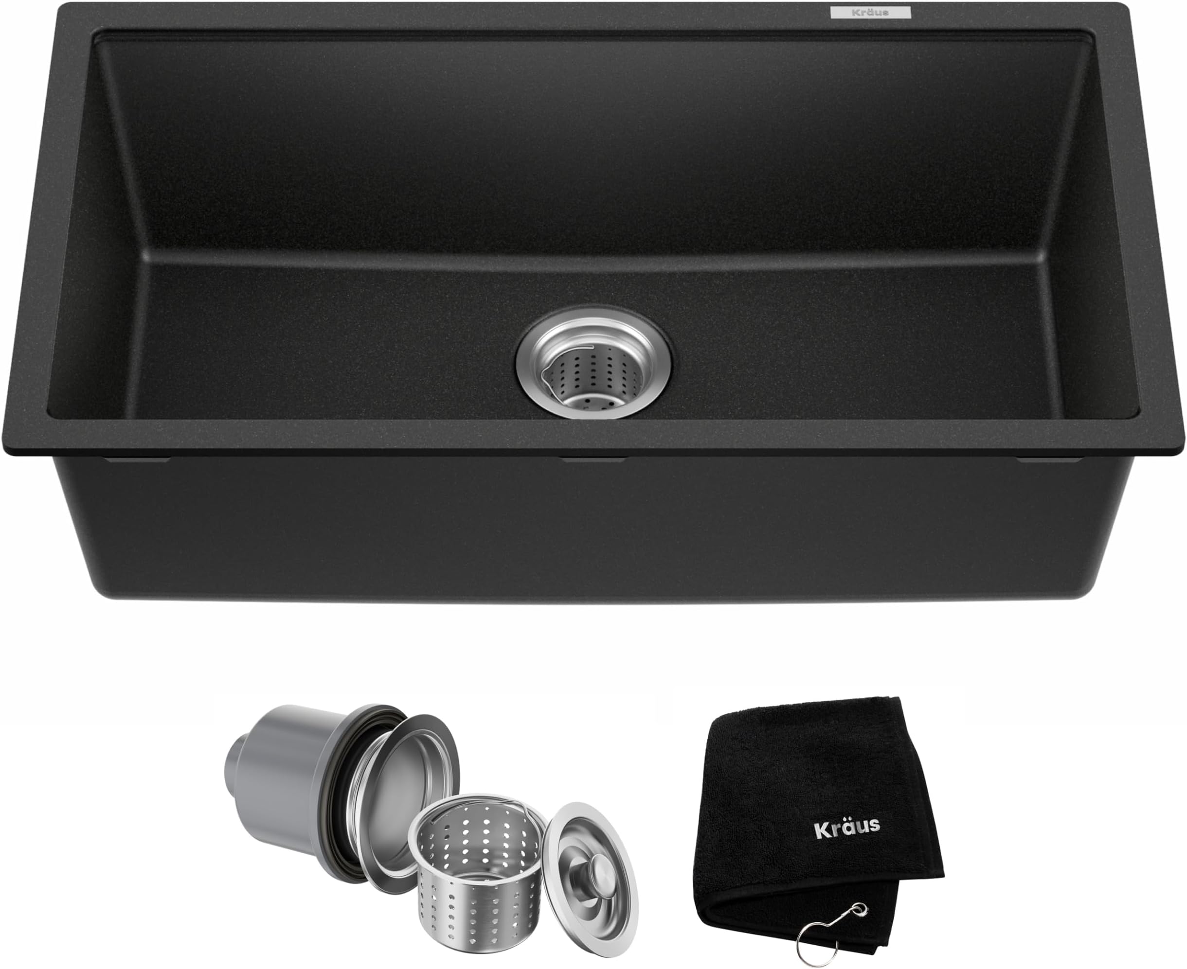 KGU-413B 31 inch Undermount Single Bowl Black Onyx Granite Kitchen Sink