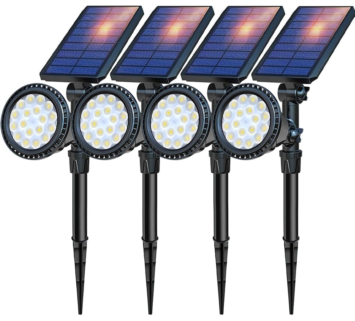 Dbf Solar Landscape Lights, 18 Led Waterproof Outdoor Spotlights, Pack Of 4,