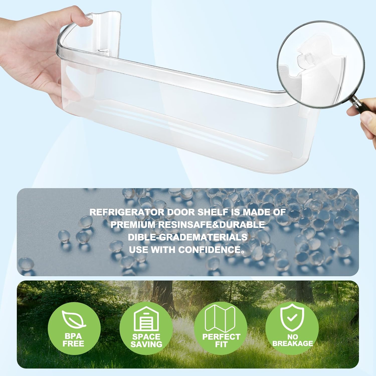 UPGRADED 242126602 Refrigerator Door Bin Replacement Part Compatible with Frigidaire FFSS2615TE3 FFSS2615TE0 LFSS2612TE0 FFSS2615TS2 LFSS2612TF0 FFSS2615TS0 Fridge Side Bottom Shelf 2 Pack