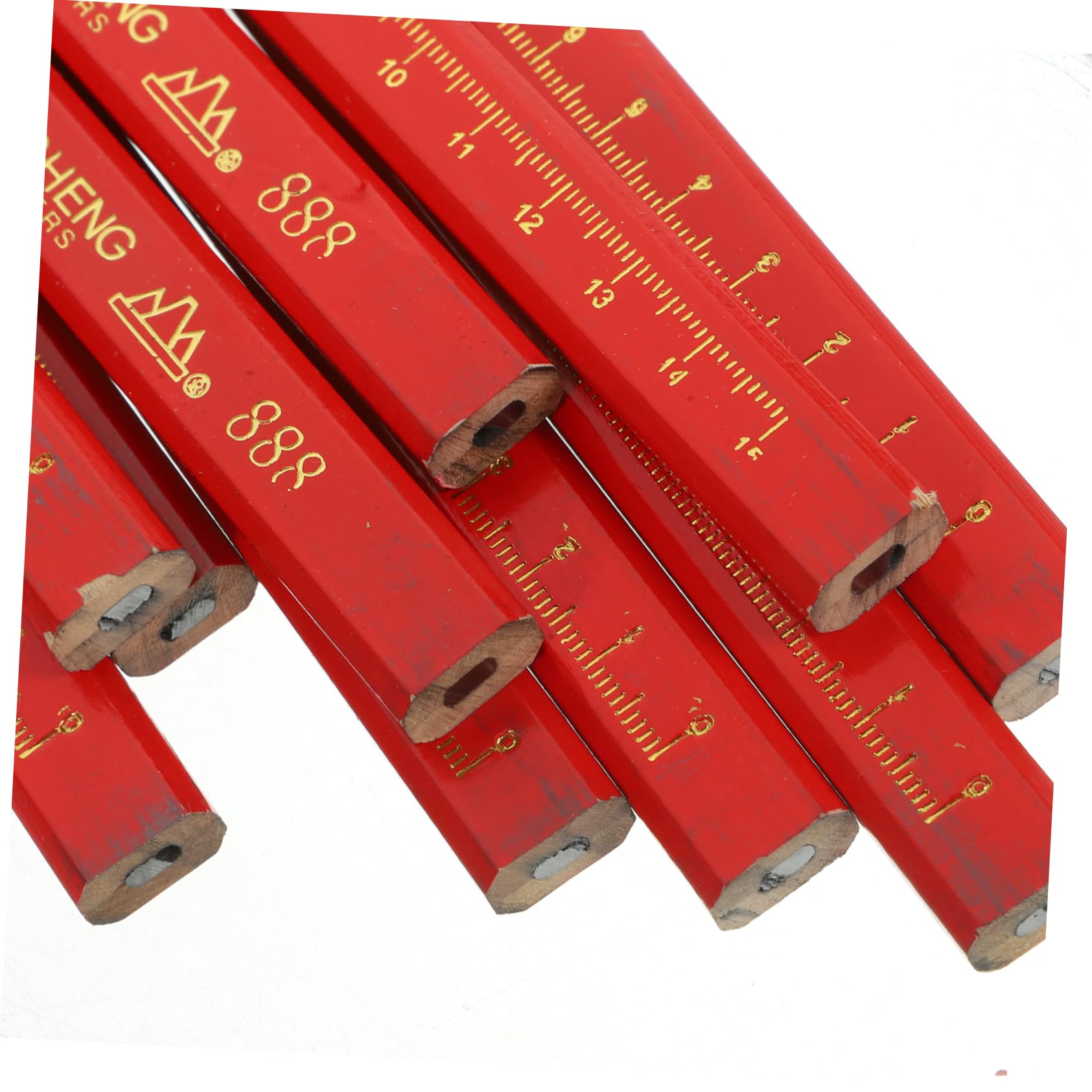 Crayon Octogonal Rouge avec Échelle Lot de 50 pour Traçage