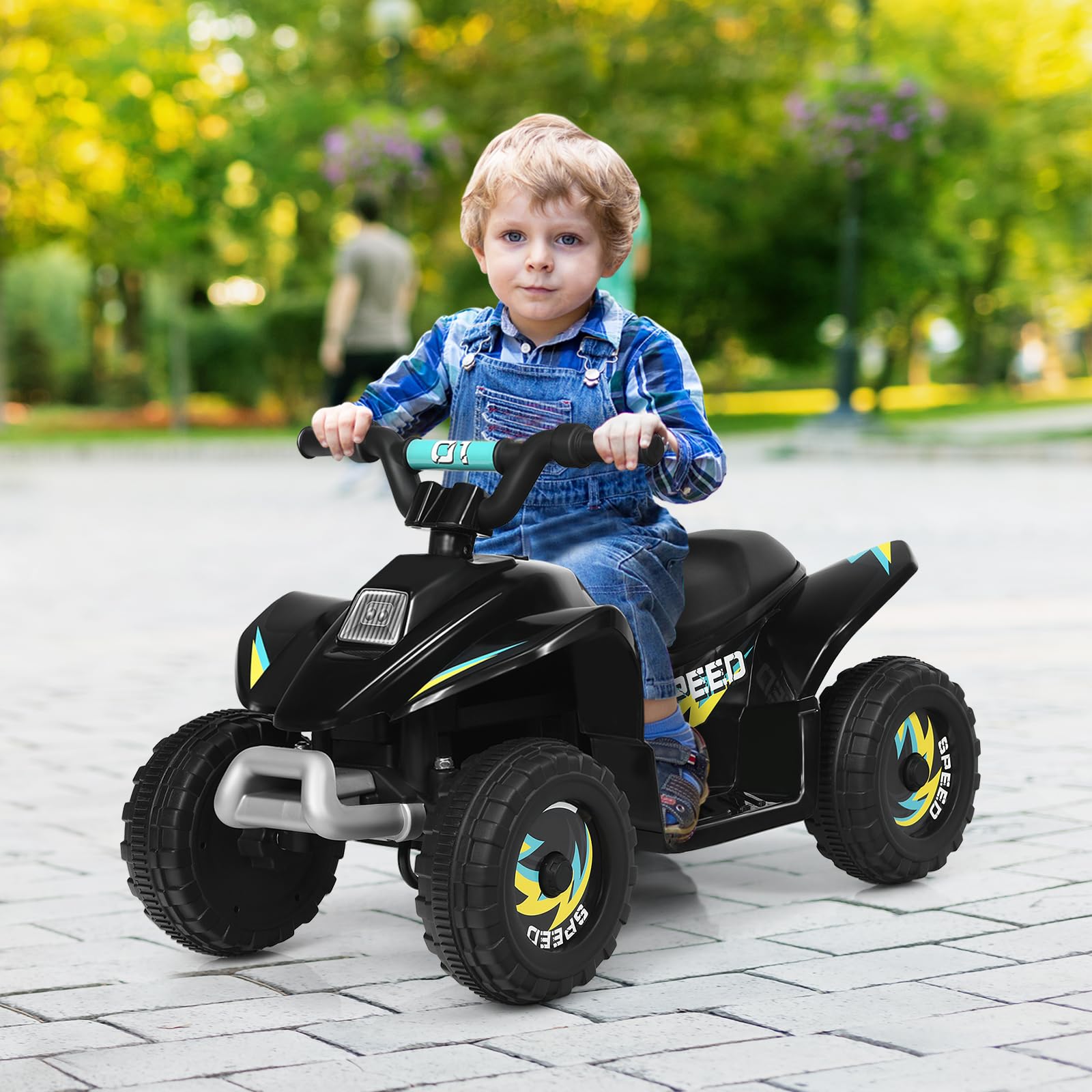 SOARS 6V Elektro Quad für Kinder, 2,8-4,6 km/h, Quad mit Vorwärts-, Rückwärtsfunktion, Elektrofahrzeug, Kinderfahrzeug für Kinder ab 3 Jahren, 73 x 40 x 44,5 cm (Schwarz)