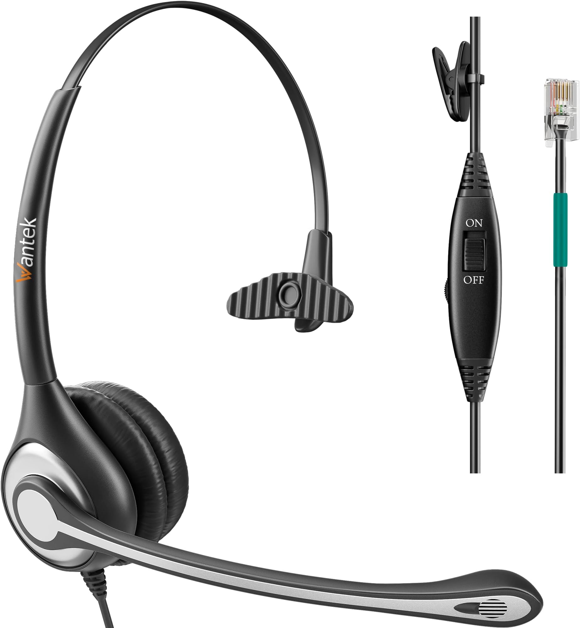 Corded Telephone Headset Mono w/Noise Canceling Mic Compatible with ShoreTel Plantronics Polycom Zultys Toshiba NEC Aspire Dterm Nortel Norstar Meridian Packet8 Landline Deskphones(F600S2)