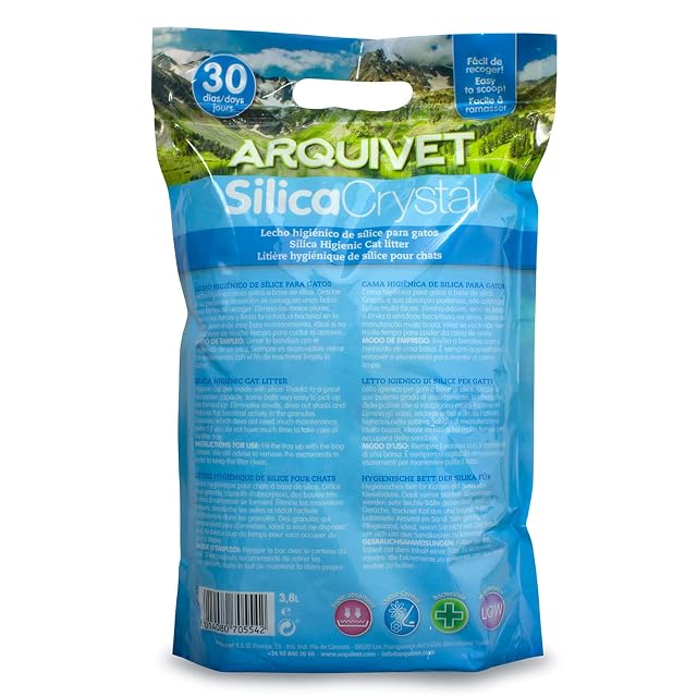 Foto 5 de 7 de Arquivet Arena para Gato Silica Crystal Pack 8 Unidades de 3.8 L, lecho higiénico para Gatos, felinos