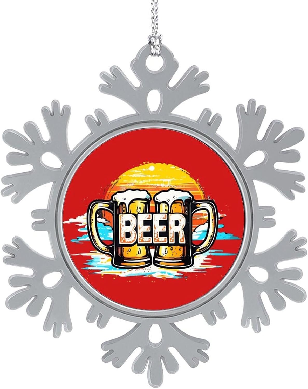 Beer Season Drinking Day Personalized Christmas Snowflake Ornaments Custom Xmas Tree Hanging Decoration for Party Holiday