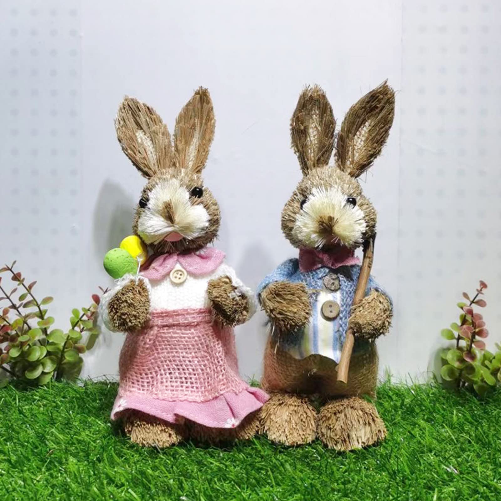 Décoration Rustique Lapin En Paille Pour Pâques Et Quotidien - Ornement Lapin Tissé Naturel