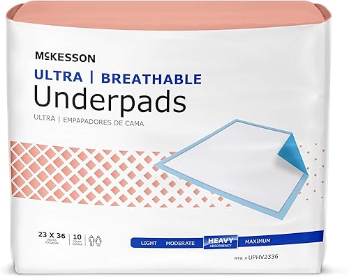 McKesson Almohadillas ultra transpirables, almohadillas de cama para incontinencia, gran absorción, 23 x 36 pulgadas, 60 unidades