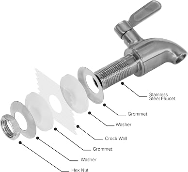 Geo Sports Porcelain Ceramic Crock Water Dispenser, Stainless Steel Faucet, Valve and Lid Included. Fits 3 to 5 Gallon Jugs. (Solid Black)