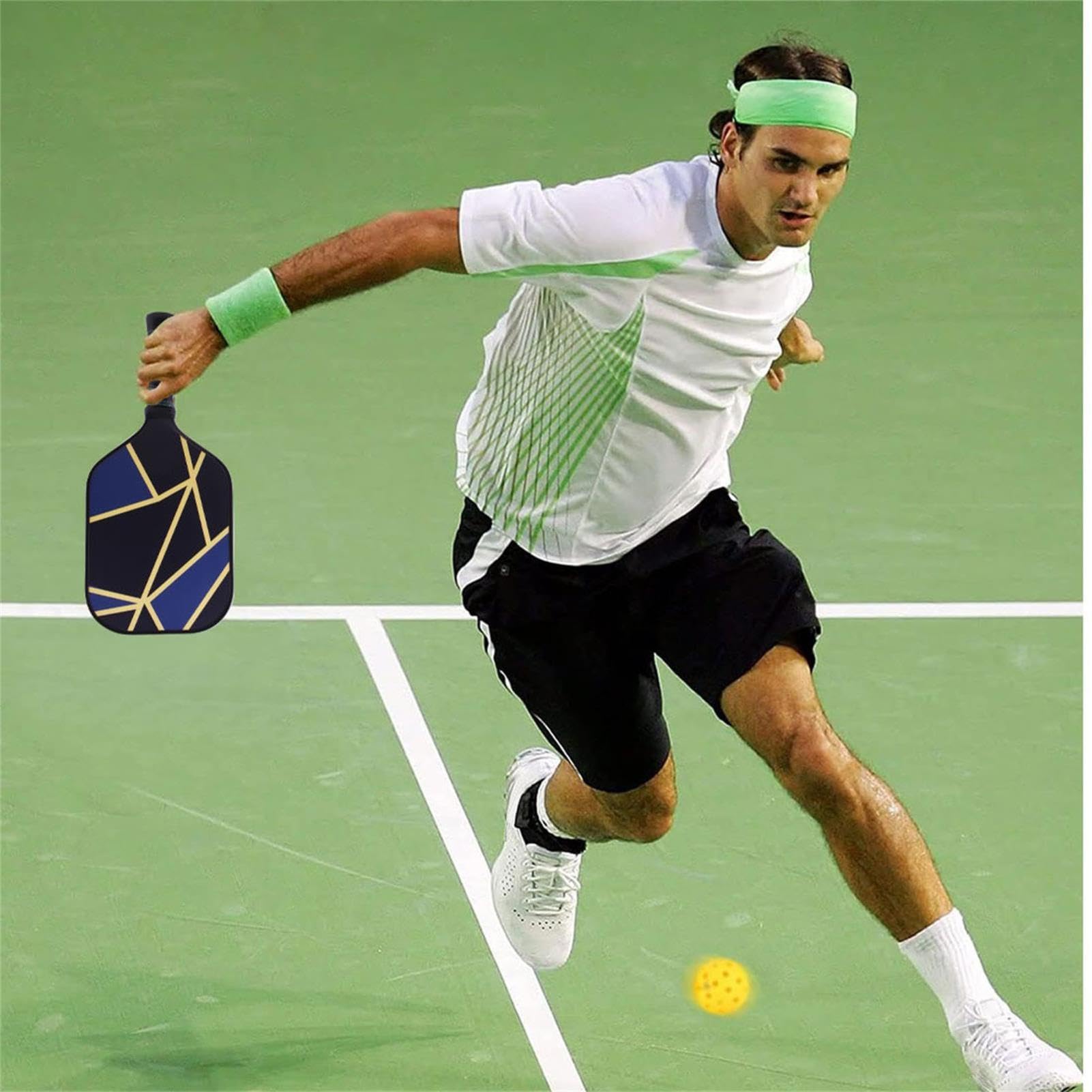 Zestaw Pikle | Wiosła Pickleball z włókna węglowego | rakieta i kulki do | marynowania, sprzęt do marynowania na zewnątrz z włókna szklanego dla dorosłych