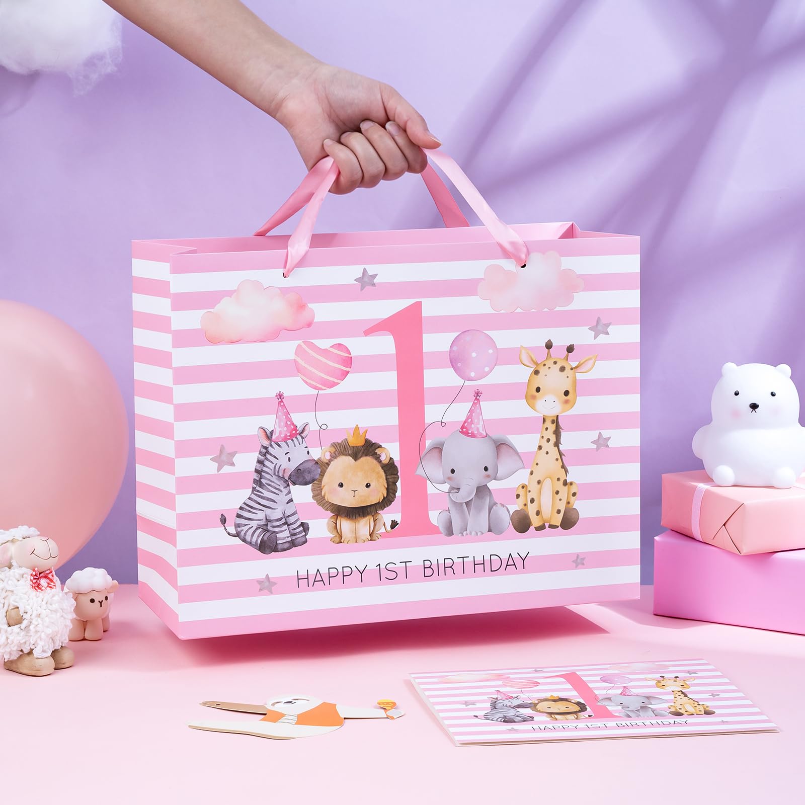 WRAPAHOLIC 13 Large Birthday Gift Bags With Card - Car Design For Boys, Includes Tissue Paper