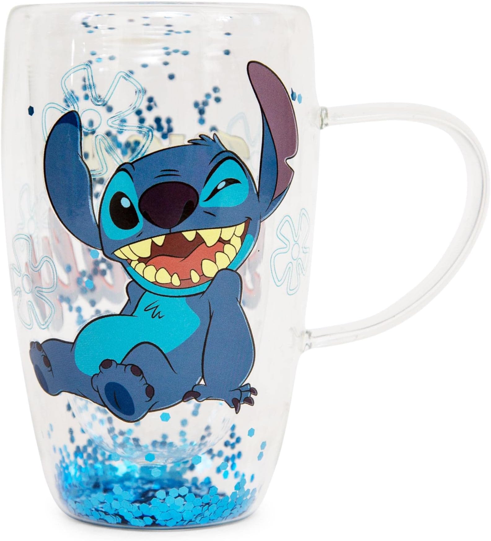 Disney Lilo & Stitch Ohana Means Family Confetti Glass Mug | Large 15-Ounce Coffee Cup For Espresso, Tea