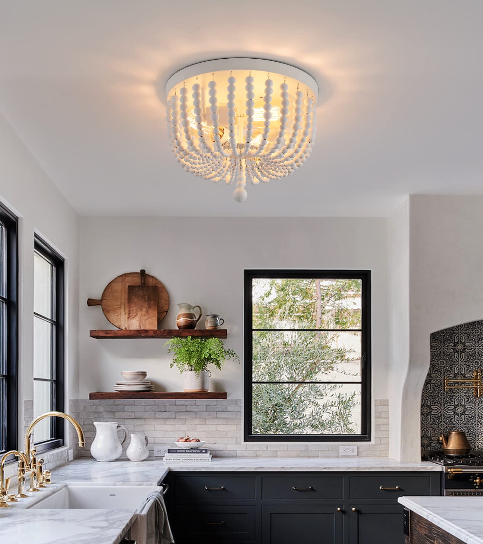 Amazon.com: Q&S White Boho Beaded Chandeliers Ceiling Light,3-Lights Small  Chandelier Light Fixture for Bedroom,Kitchen,Dining Room,Living Room,Stairway  Gazebo : Everything Else