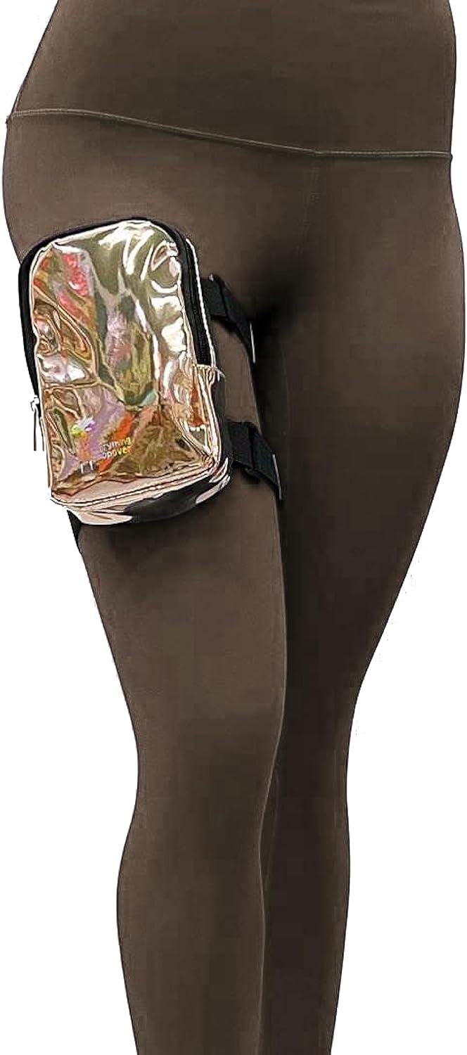 Glossy Thigh Bag | Leg Harness for Women | Outdoor Waist Pouch | Carnival Hiking Travel Fanny Pack with Adjustable Straps | Rose Gold - Image 2