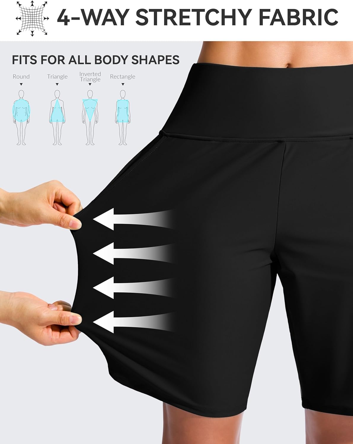 G Gradual Women's 9" Long Swim Board Shorts High Waisted Quick Dry Beach Swimming Shorts for Women with Pockets Liner - Image 5