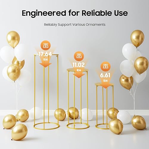 Miniatura 5 de DYRABREST 3 soportes de metal para plantas, jarrón redondo dorado para anidar, mesa auxiliar, soporte de flores para interiores, maceta de esquina,