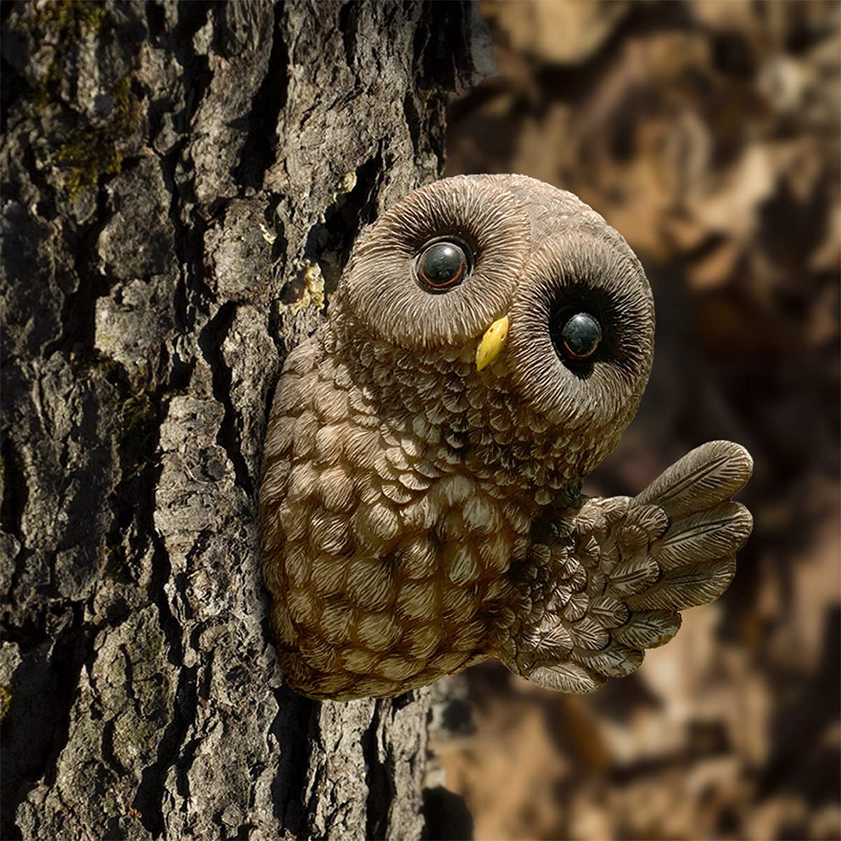 Décor d'Arbre extérieur en polyrésine : sculpture hibou résistante aux UV