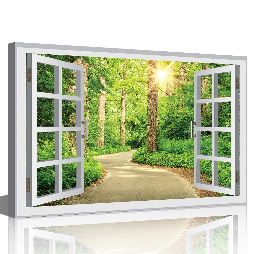 TISHIRON 3D Window View Seaside Effect Canvas Wall Art Prints for Living Room Bedroom Decor Office Kitchen Home Decoration Framed Ready to Hang 12x18inch — view 14