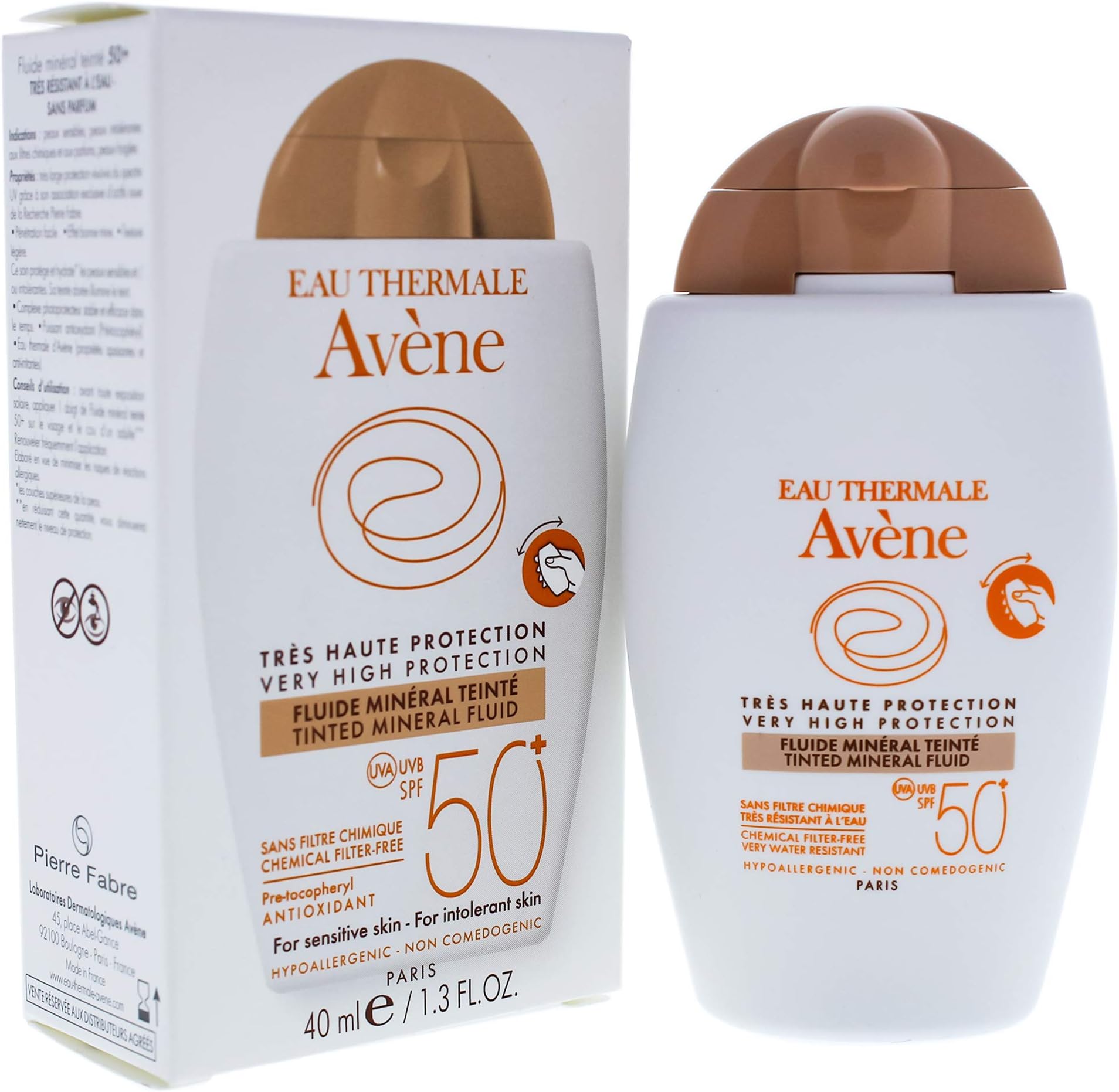 Tinted Mineral Fluid SPF 50 by Avene for Unisex - 1.3 oz Sunscreen