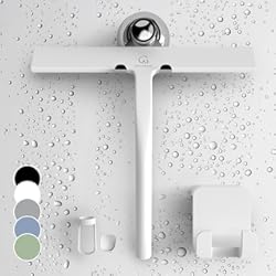 Revestimiento Para Bañeras Rasqueta limpiacristales para Ducha 23 cm Revestimiento de Silicona núcleo de Acero Inoxidable diseño Moderno, Color:Blanco