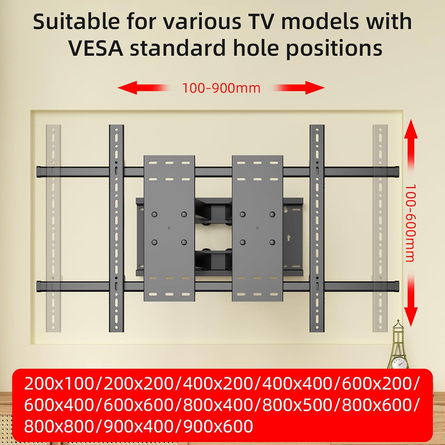 98 100 TV Wall Mount for 50-120 inch Full Motion Ultrathin Bracket Large Screen Heavy Duty Led Adjustable Articulating Stand Max vesa 900x600mm Load 220 lbs HP10