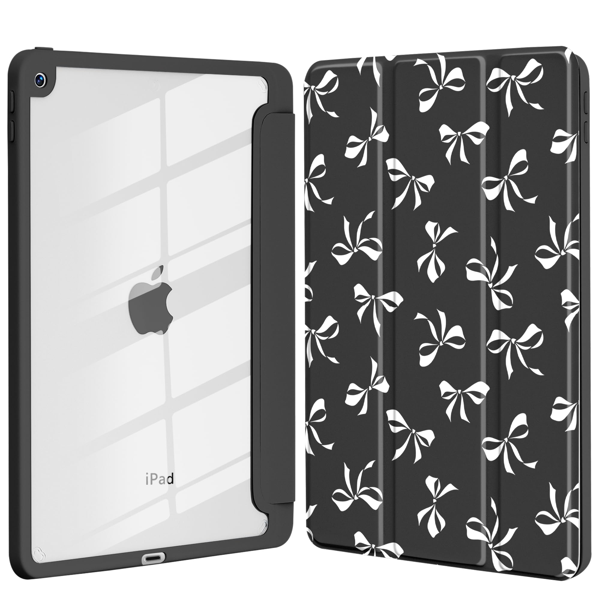 Smart case iPad 10.2 rigide transparente motif nœud avec support - 8