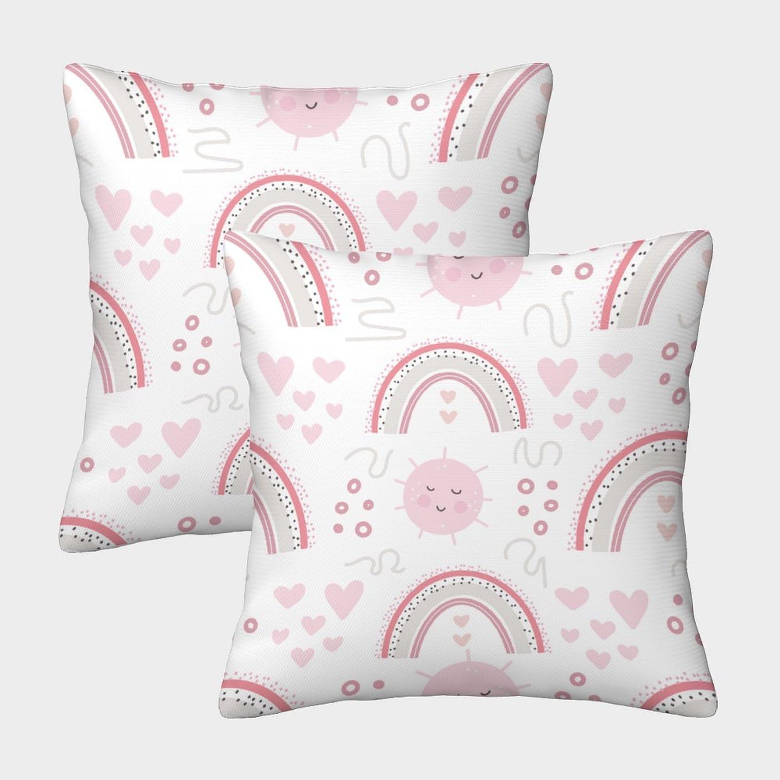 QFVANSIYO Lovely Rainbow Heart 3D Printed Pillowcase Microfiber Bedroom Decor Rainbow Pillow Cover Soft for Adults Teen 50x50cm