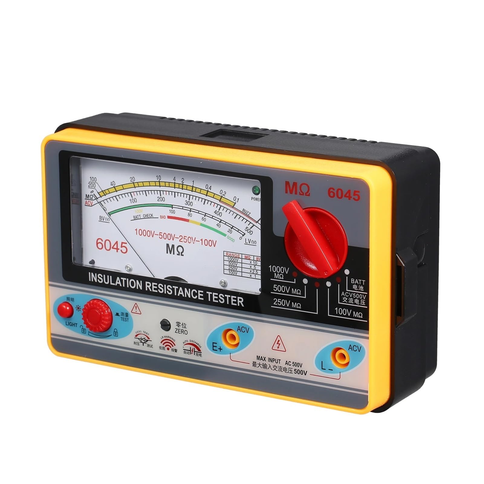 0-2000MΩ 100V/250V/500V/1000V Miernik rezystancji izolacji Cyfrowy omomierz Przenośny tester izolacji Megameter