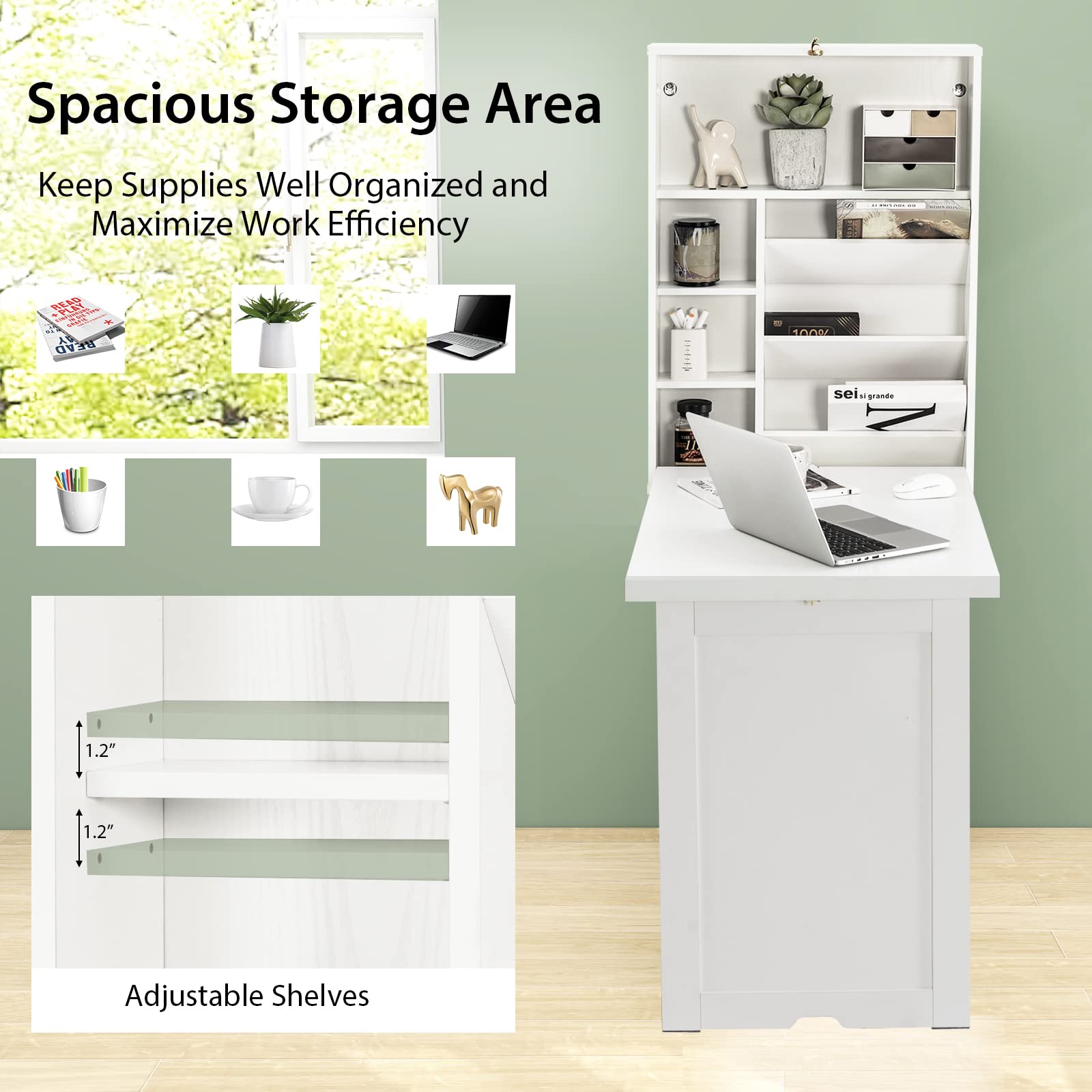 GIANTEX Bureaurek, 94 x 25 x 79 cm, bureau-organizer met 7 open vakken